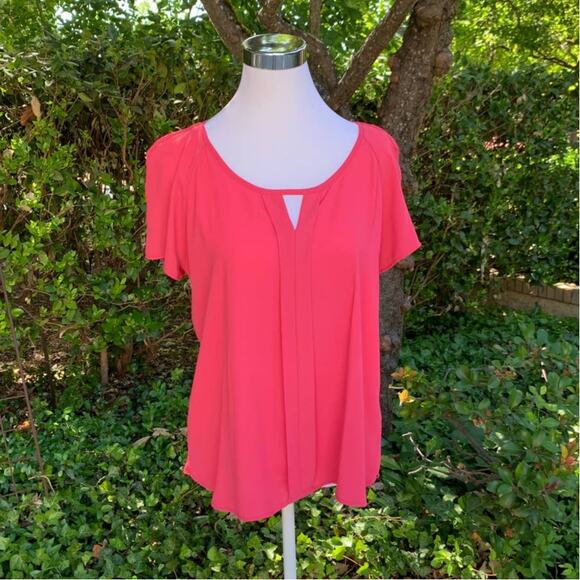 NWT SZ Med Nordstrom Ro-De Pink Chiffon Blouse Top Career Office Church Modest - Picture 3 of 9